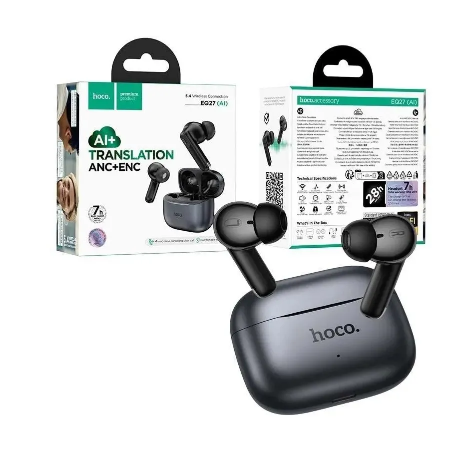 Écouteurs sans fil HOCO EQ27 AI – Bluetooth 5.4 avec traduction intelligente