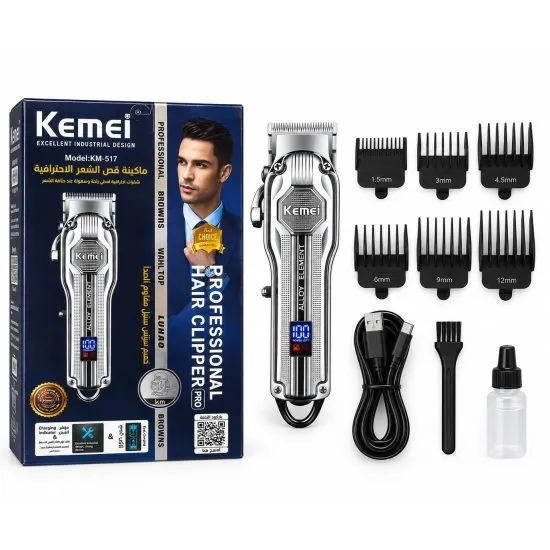 Kemei KM-517 — Tondeuse professionnelle rechargeable