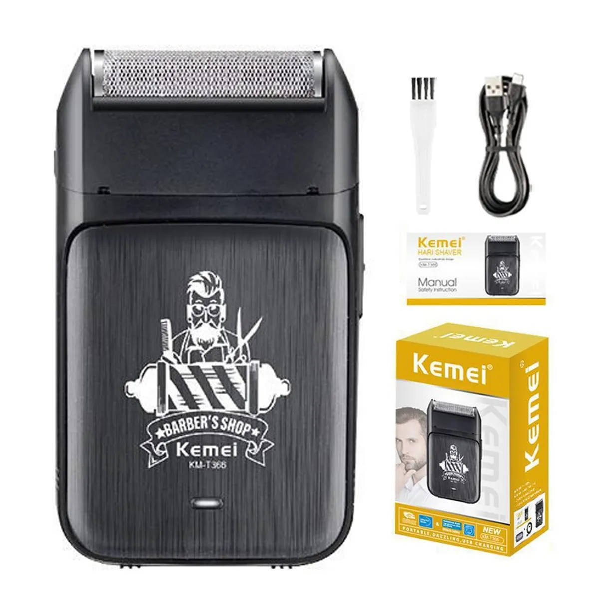 Kemei KM-T366 — Rasoir électrique rechargeable 7500 RPM
