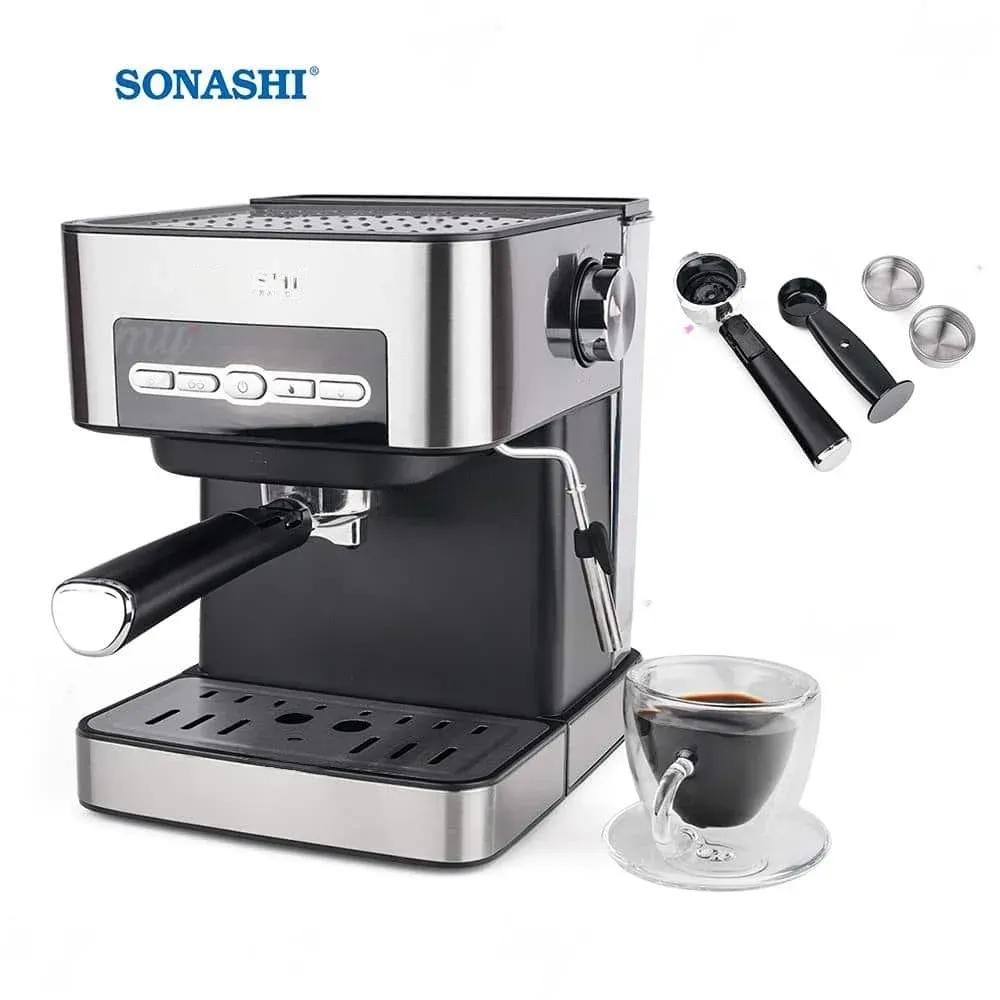 Machine à Expresso Sonashi SCM-4968 850W 15 Bars – Réservoir 1,6L, Mousseur à Lait
