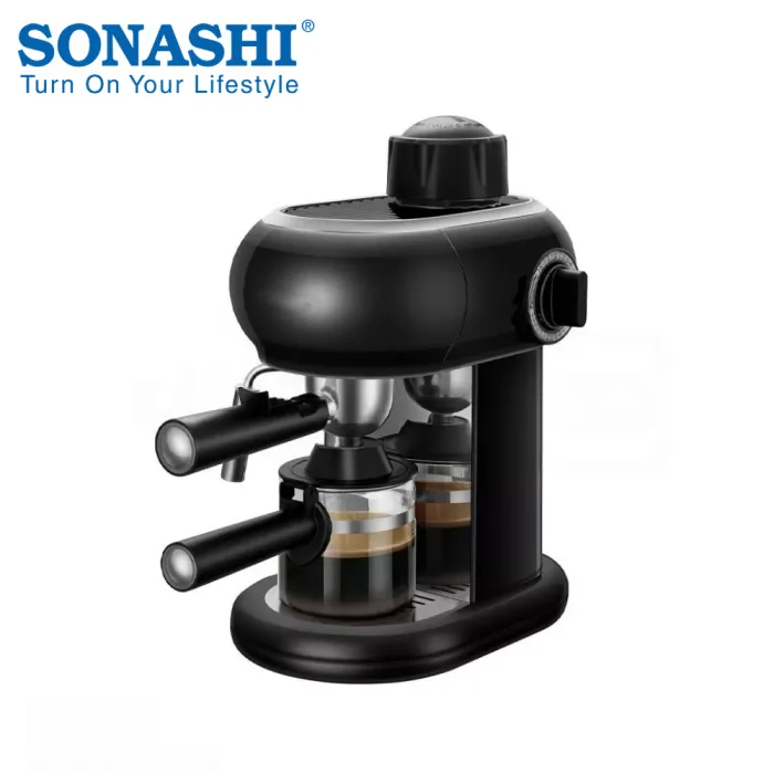 Machine à Expresso Sonashi SCM-4980 800W 3,5 Bars – Mousseur à Lait, 4 Tasses