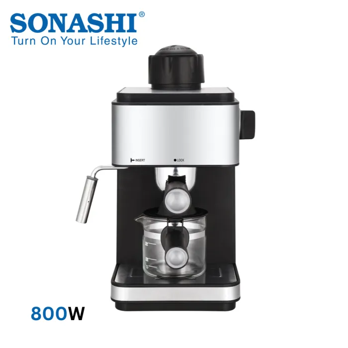 Machine à Expresso Sonashi SCM-4981 800W 3,5 Bars – Mousseur à Lait, 4 Tasses