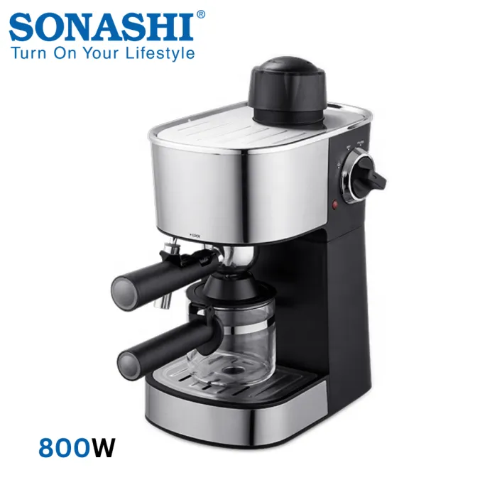 Machine à Expresso Sonashi SCM-4982 800W 3,5 Bars – Mousseur à Lait, 4 Tasses