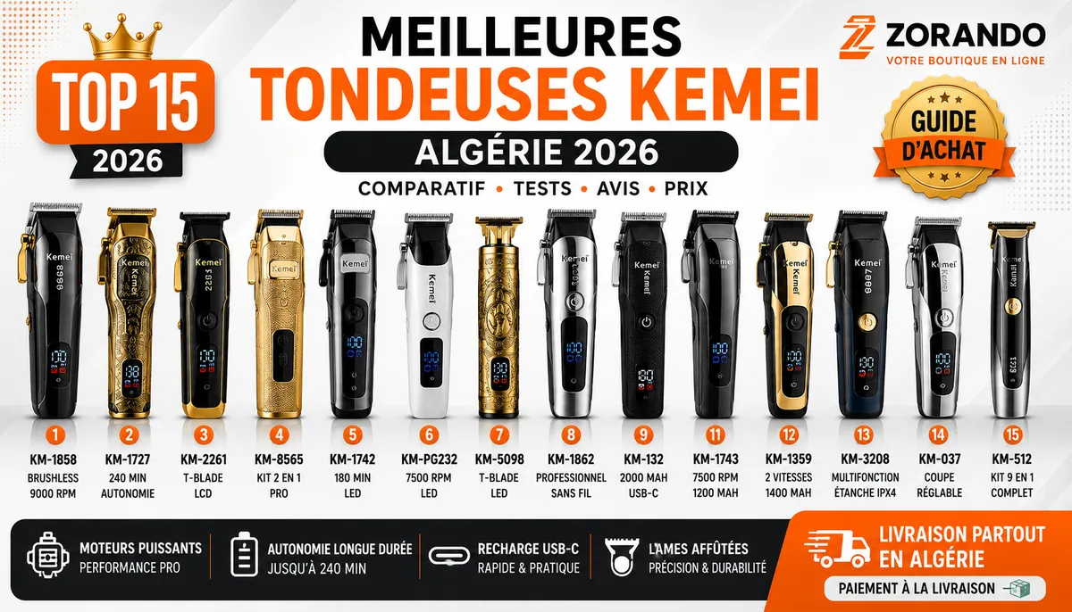 Meilleure Tondeuse Kemei en Algérie 2026 : Comparatif des 15 Meilleurs Modèles | Zorando