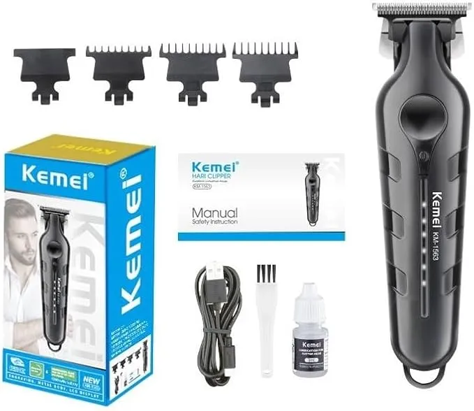 Tondeuse Professionnelle Kemei KM-1563 – 7200 tr/min, 3 Sabots, Autonomie 3H