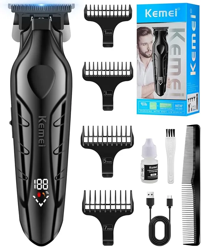 Kemei KM-2269 – Tondeuse Professionnelle Sans Fil | Moteur 7500 RPM | Lame Céramique | Batterie 2000 mAh | Écran LED