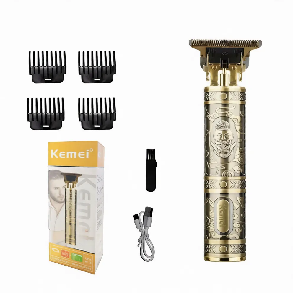 Kemei KM-T9 – Tondeuse de Précision Professionnelle Sans Fil | Lame en T | Recharge USB | 120 Min d'Autonomie