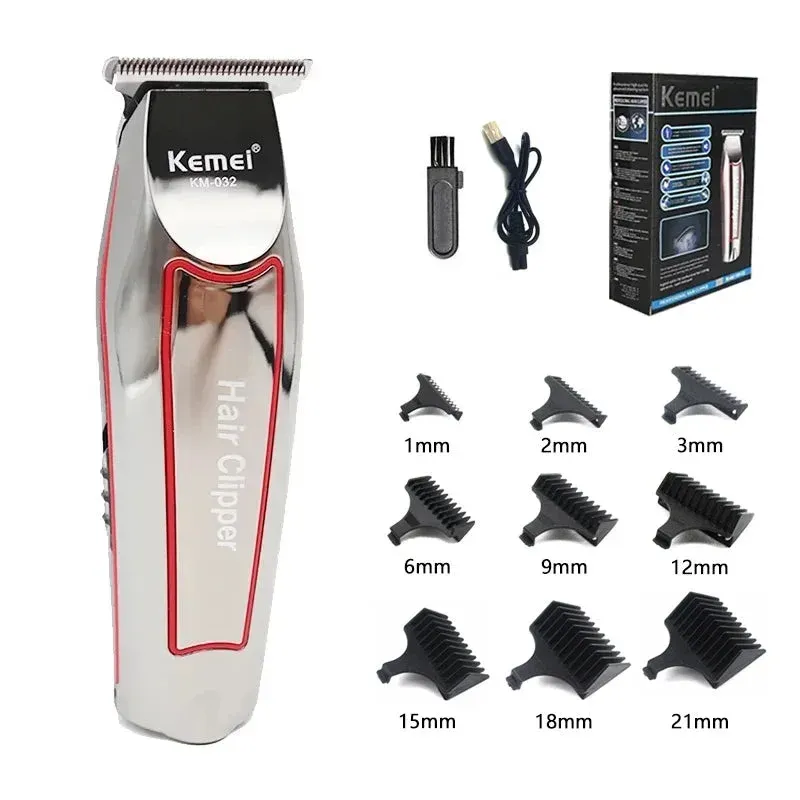 Tondeuse Kemei KM-032 – Tondeuse rechargeable USB pour cheveux, barbe et moustache