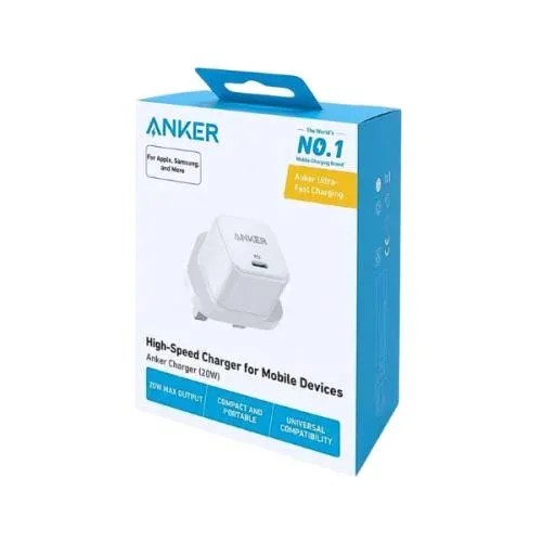 Chargeur Secteur Anker A2699L21 USB-C 20W – Charge Rapide Power Delivery | Compact | Sécurisé