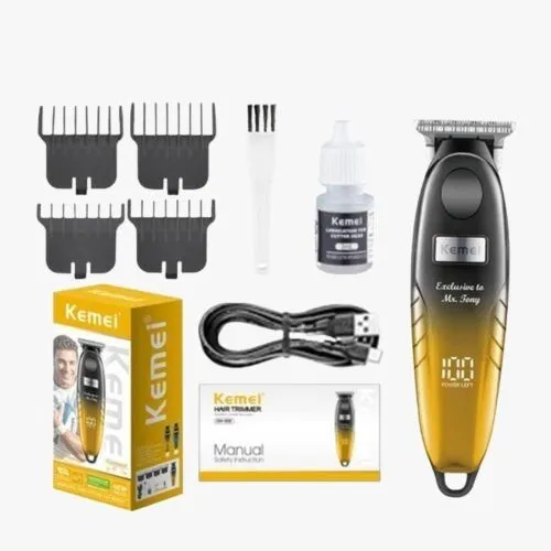 KEMEI KM-1742 Tondeuse Professionnelle Sans Fil | 180 Min d'Autonomie | Écran LED | USB-C | Cheveux & Barbe