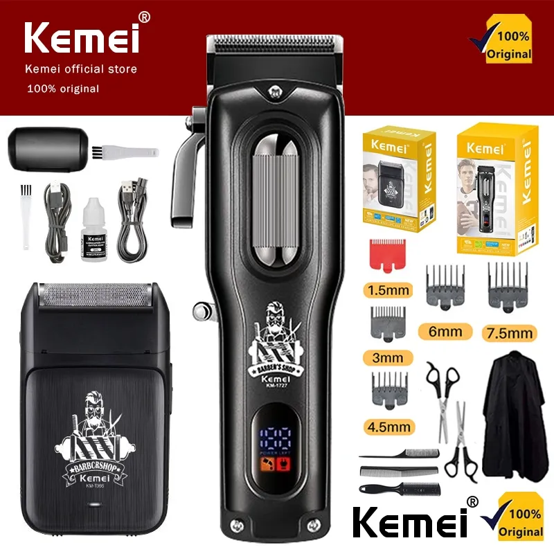 Kemei KM-1727 Tondeuse Professionnelle Sans Fil | Écran LCD | Batterie 2000 mAh | USB-C | 240 Min d'Autonomie