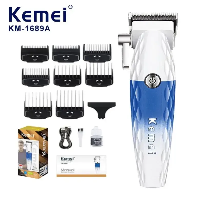 Kemei KM-1689A Tondeuse Professionnelle Sans Fil | 9000 RPM | Batterie 2500 mAh | Écran LED | USB-C