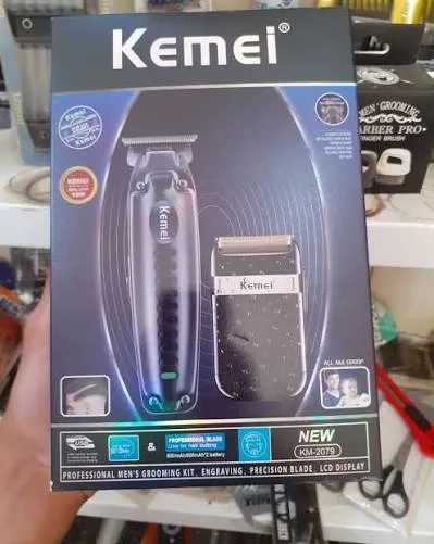Kemei KM-2079 Kit Tondeuse & Rasoir Électrique 2-en-1 | Sans Fil | Écran LED | USB Rechargeable