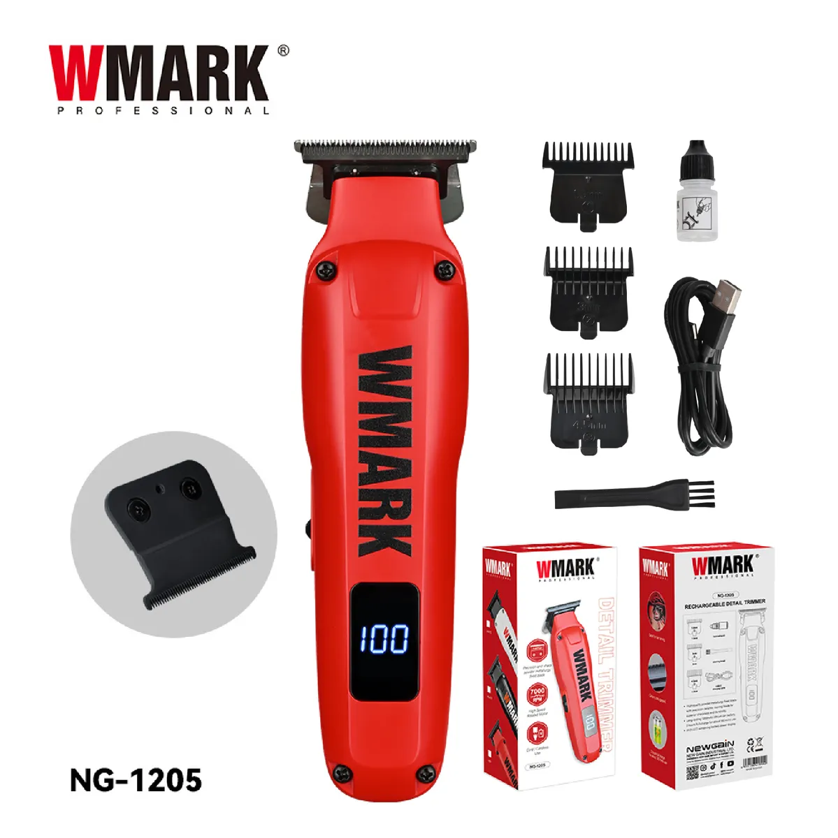 Tondeuse de Précision Rechargeable WMARK NG-1205 – Professionnelle, USB-C, 7000 RPM