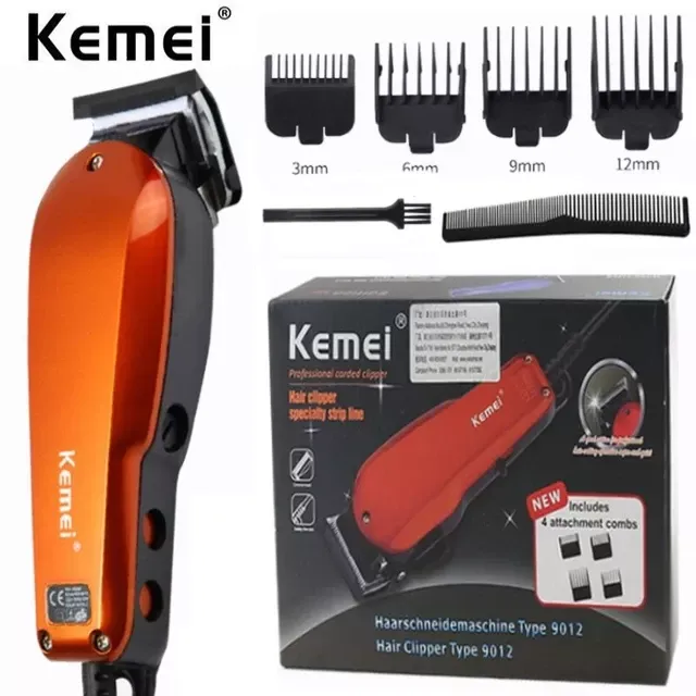 Tondeuse Barbe Kemei KM-9012 – Professionnelle Filaire, Lames en Acier Inoxydable