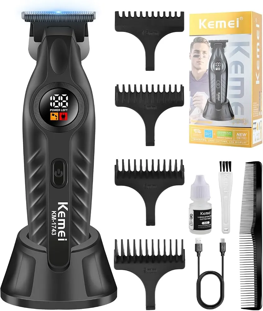 Tondeuse Professionnelle Kemei KM-1743 – Sans Fil, 7000 RPM, USB-C, Écran LED