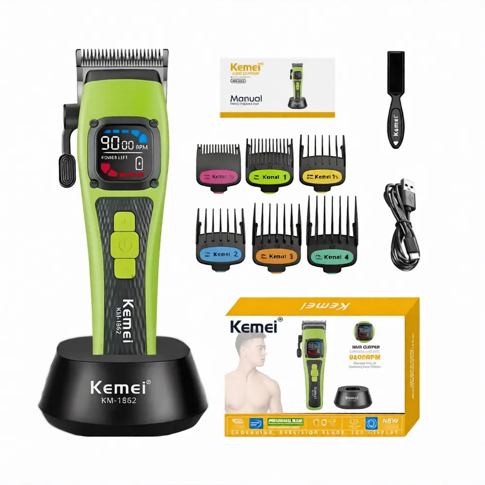 Tondeuse Professionnelle Kemei KM-1862 – Sans Fil, Rechargeable, Écran LED, USB-C