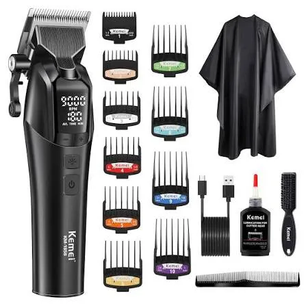 Tondeuse Professionnelle Kemei KM-1858 – Brushless 9000 RPM, Batterie 4600 mAh, USB-C