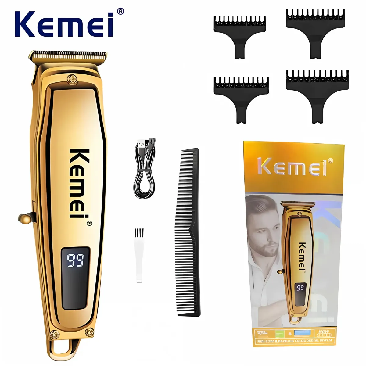 Tondeuse Sans Fil Kemei KM-1313 Professionnelle Avec Écran LCD – Rechargeable