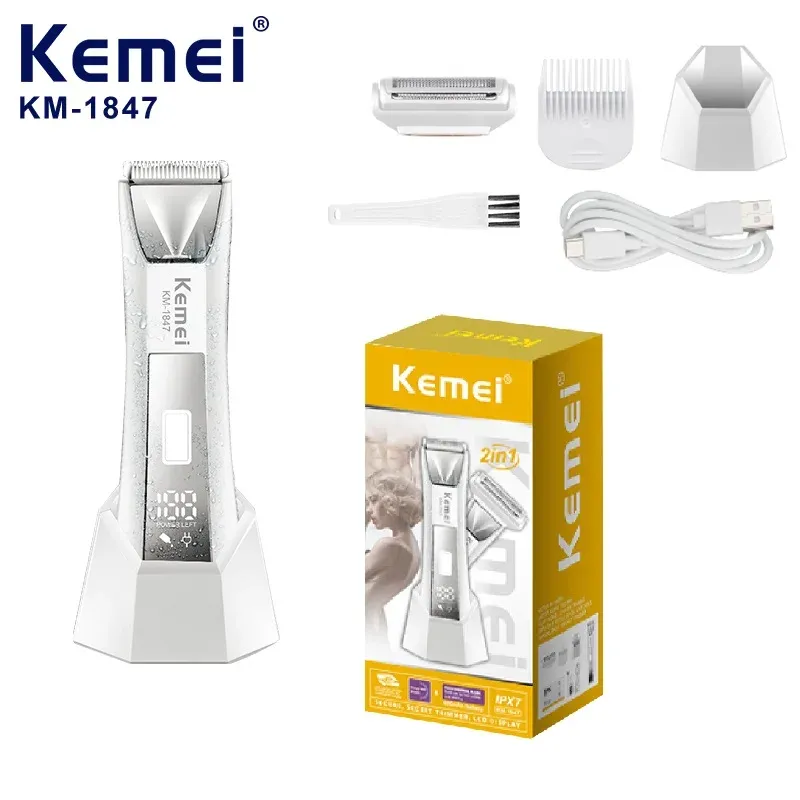 Tondeuse Kemei KM-1847 Sans Fil Étanche Avec Lame Céramique et Écran LCD – Tondeuse Professionnelle Algérie