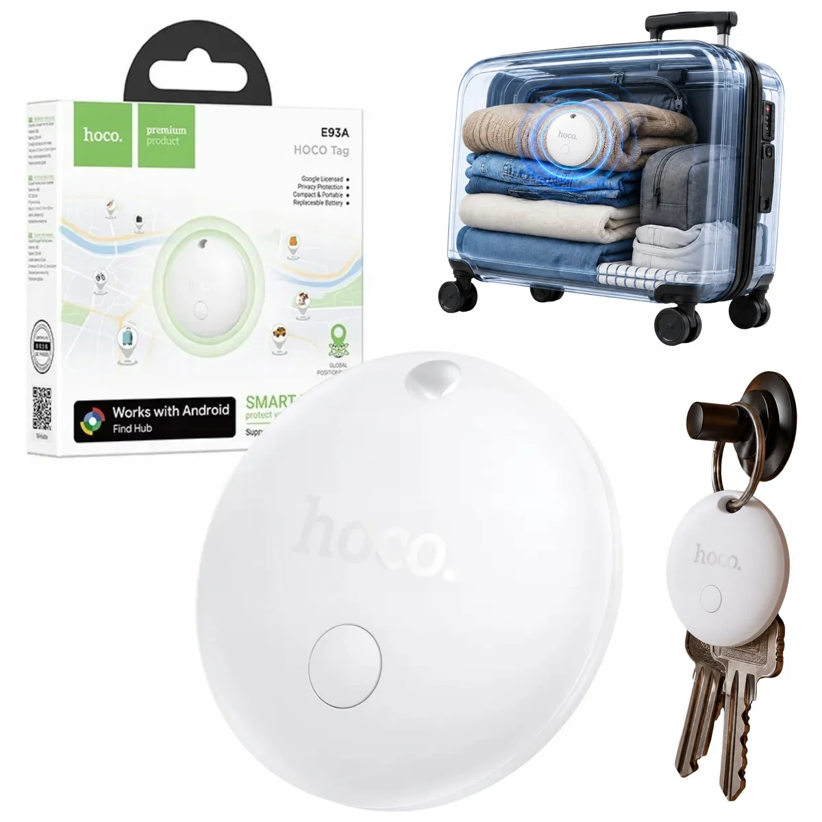 Hoco E93A Smart Finder – Traqueur Bluetooth Intelligent pour Clés, Sac et Voiture en Algérie