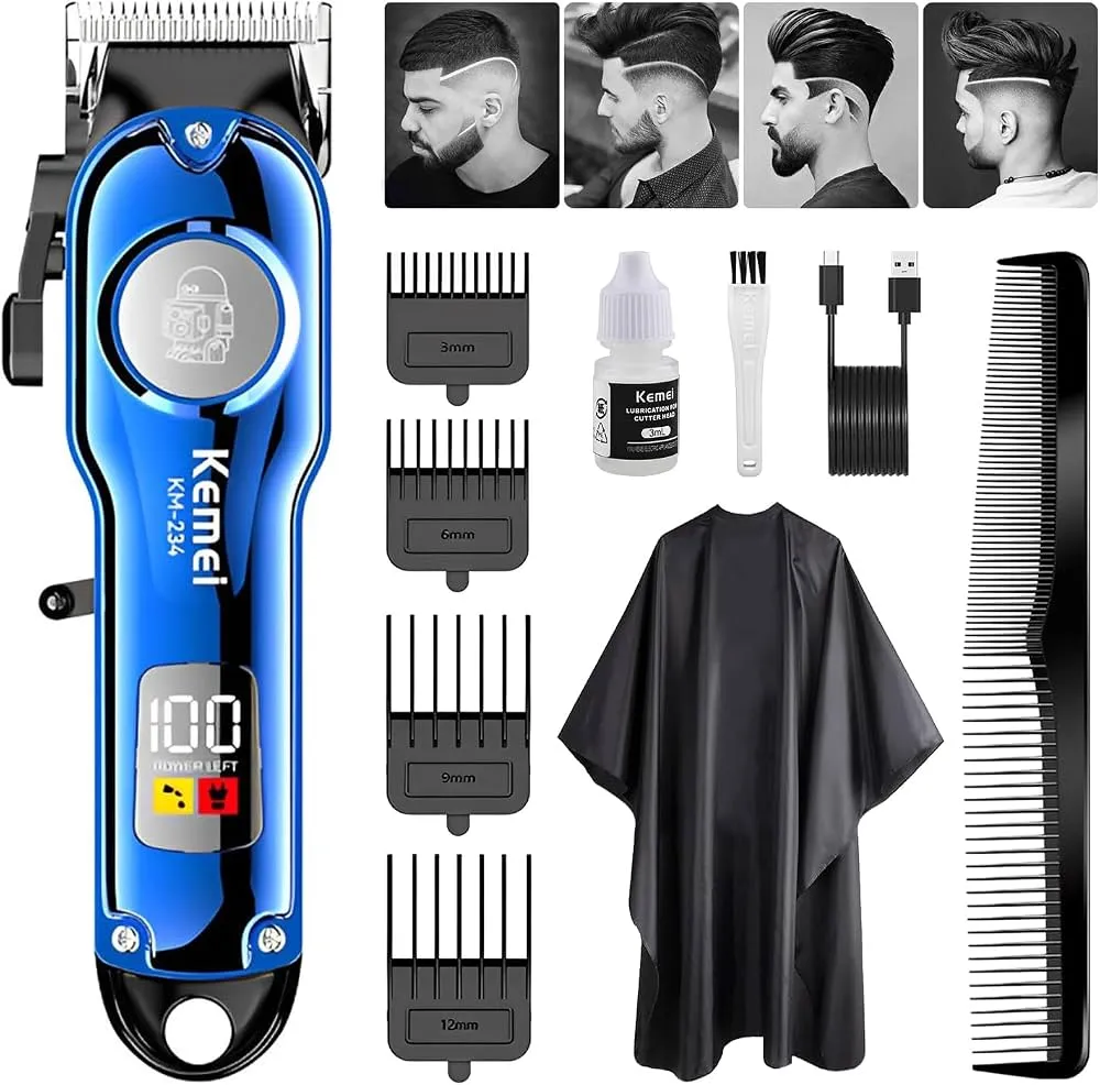 Kemei KM-234 Tondeuse Électrique Professionnelle Sans Fil – Tondeuse Homme en Algérie