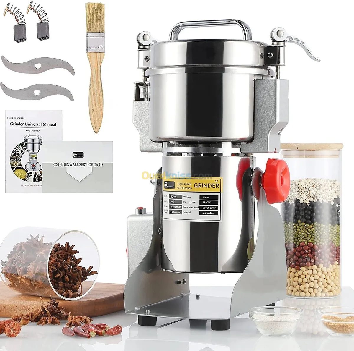 Moulin électrique KITCHEF KT-250Y pour café, épices et grains – 250 g