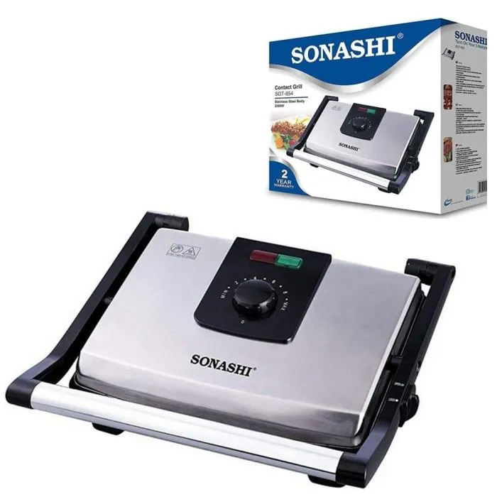 Panineuse et Grill Électrique Sonashi SGT-854 2000W – Température Réglable, Plaques Antiadhésives