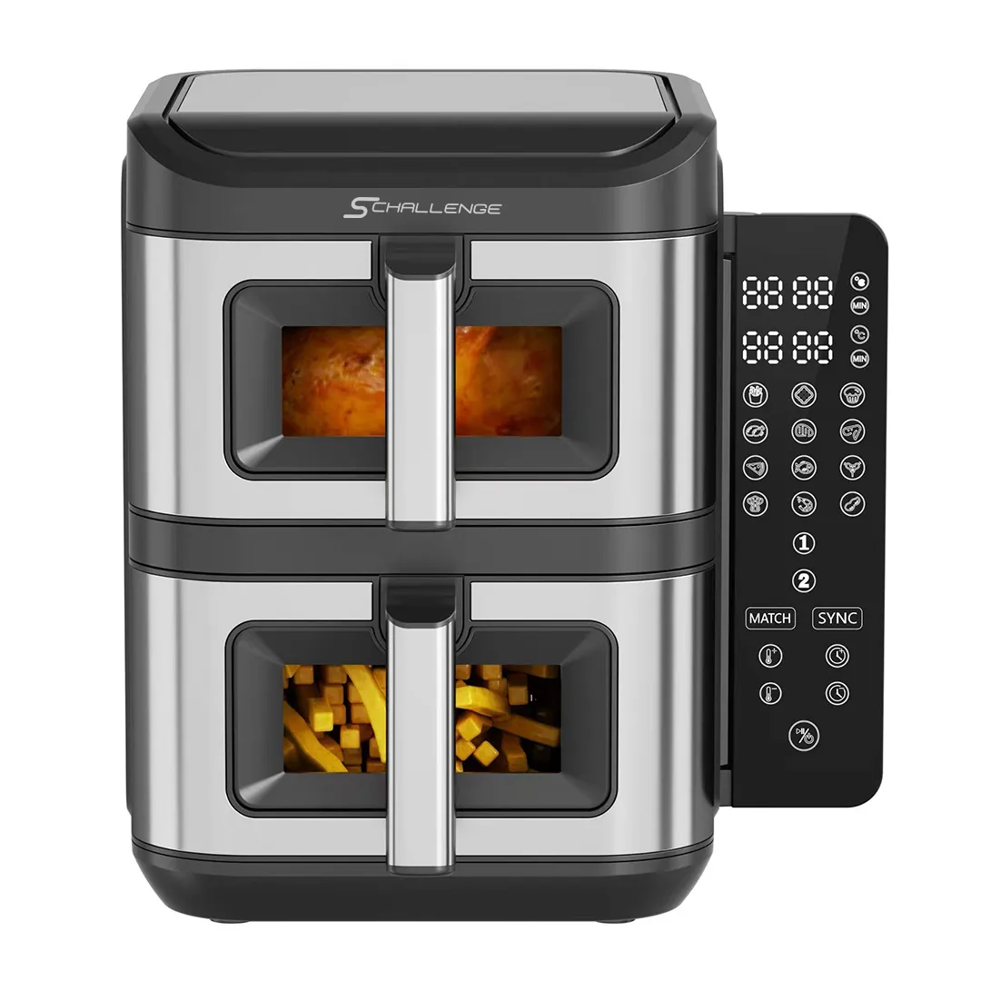 SChallenge AMB-33AF Air Fryer 11L Double Bac 2800W – 2 Écrans LED Tactiles, 12 Modes Automatiques
