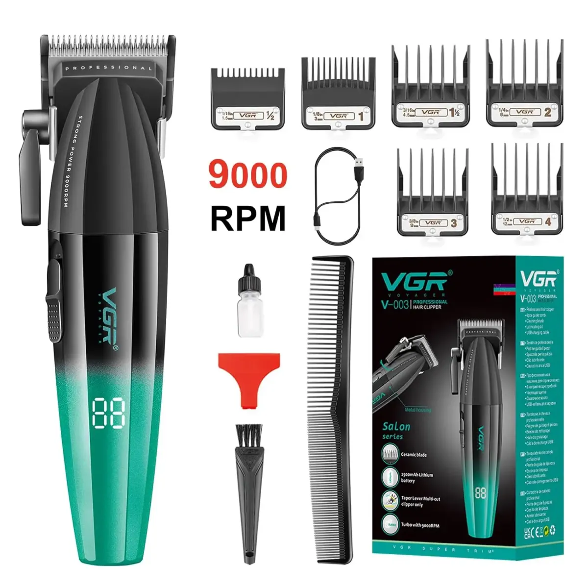VGR V-906 – Tondeuse Professionnelle 9000 RPM avec Lame DLC